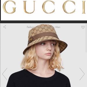 New💕Gucci fedora canvas GG hat